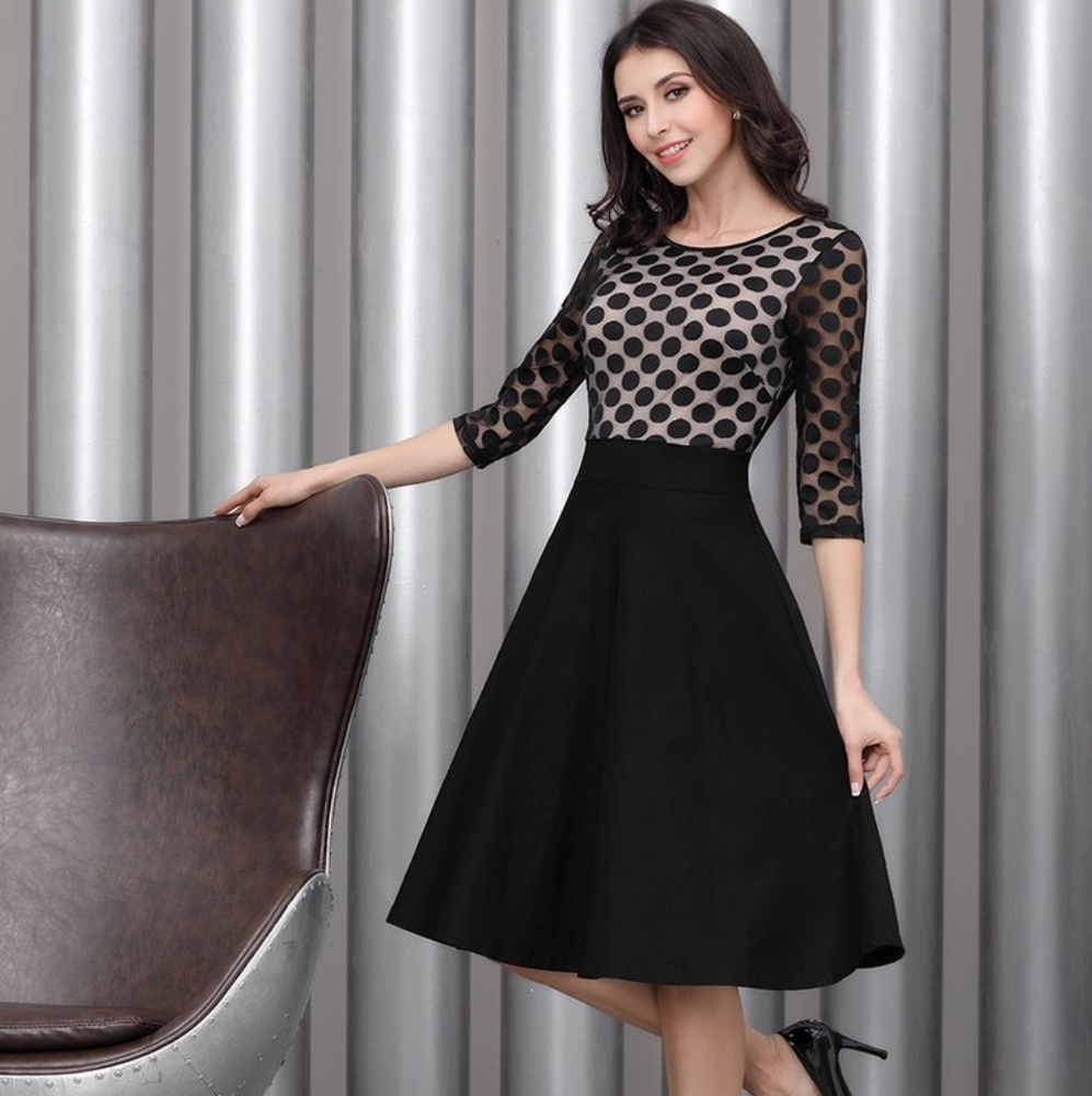 Polka Dot Optical Illusion Swing Dress NWT